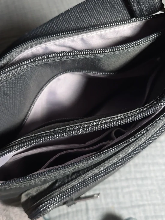 Baggallini Black Lightweight Crossbody Messenger Bag with 5 zipper compartments. - Picture 2 of 11